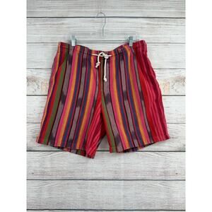 Scotch & Soda Amsterdam Woven Striped Shorts Mens XL Pink Purple Green